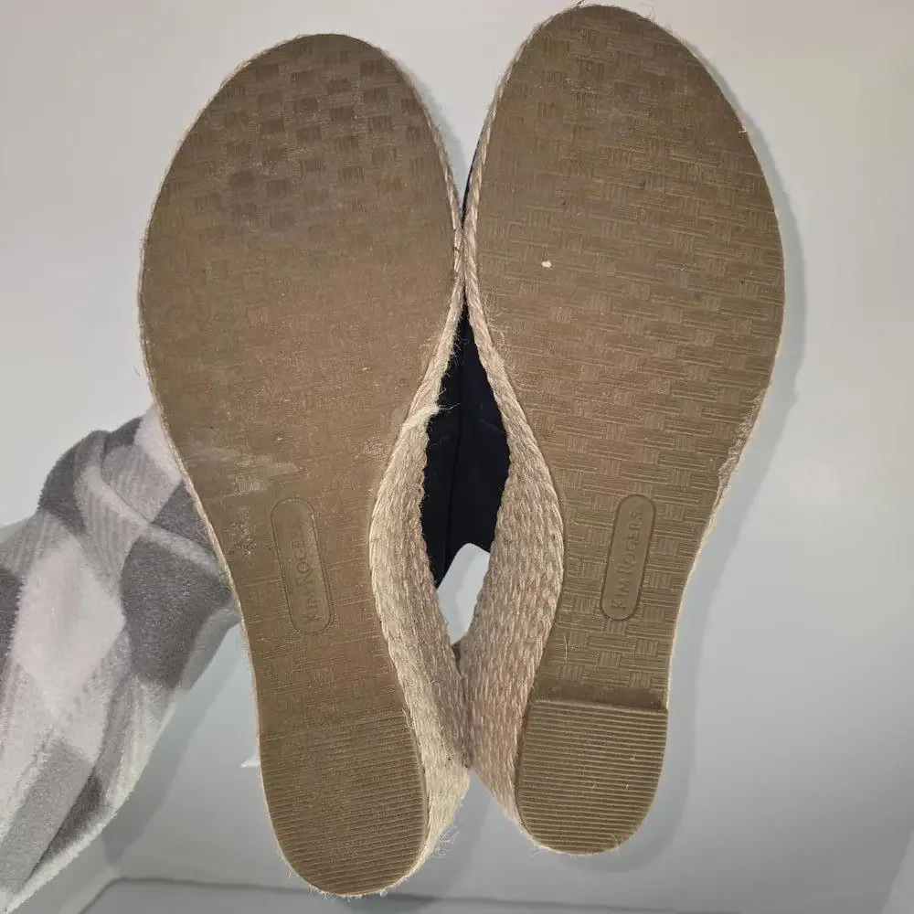 Kim‎ Rogers Dyann Ultra Comfort Navy Blue Slingback Wedge Shoes Sz 9.5M